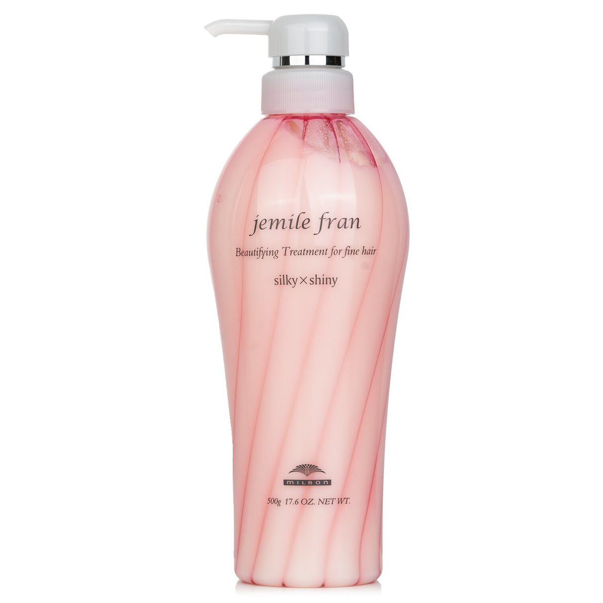 Milbon Jemile Fran Beautifying Treatment for fine hair, 500g, revitalizes, moisturizes, and detangles for silky shine.