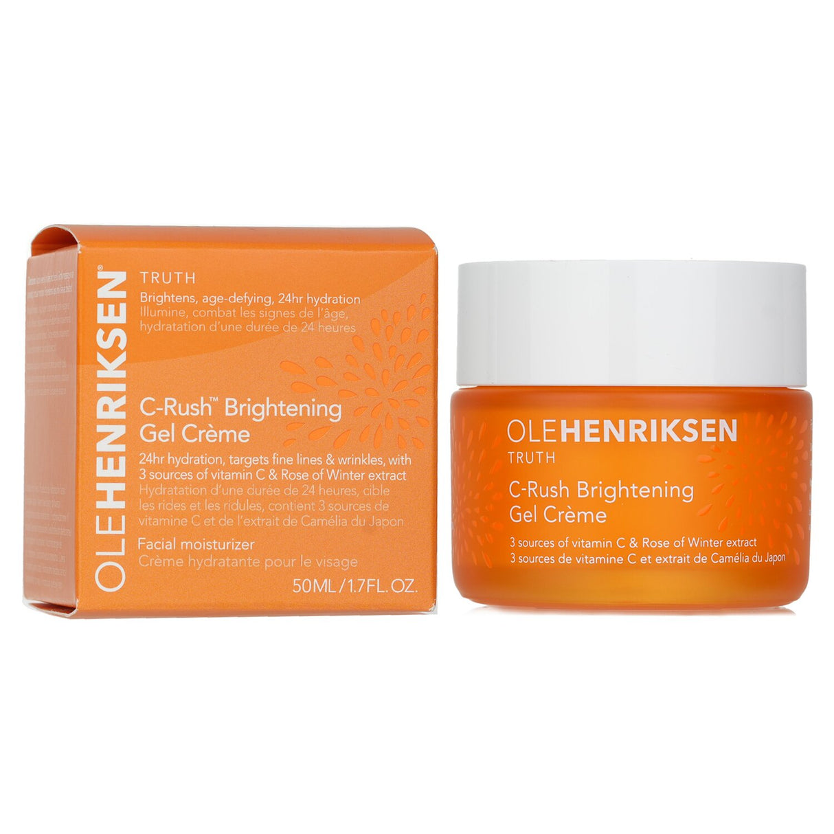 Brightening gel crème moisturizer with Vitamin C for radiant skin, 24-hour hydration, and a smooth makeup base.