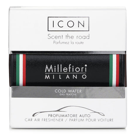 Millefiori Urban Car Air Freshener in Cold Water scent, stylishly designed for a refreshing driving experience.