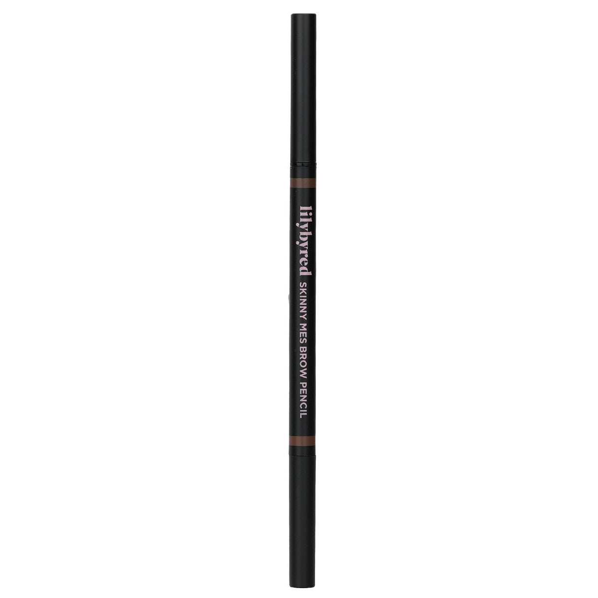 Lilybyred Skinny Mes Brow Pencil in #02, featuring a 1.5 mm tip for precise application and a spiral brush for a natural finish.