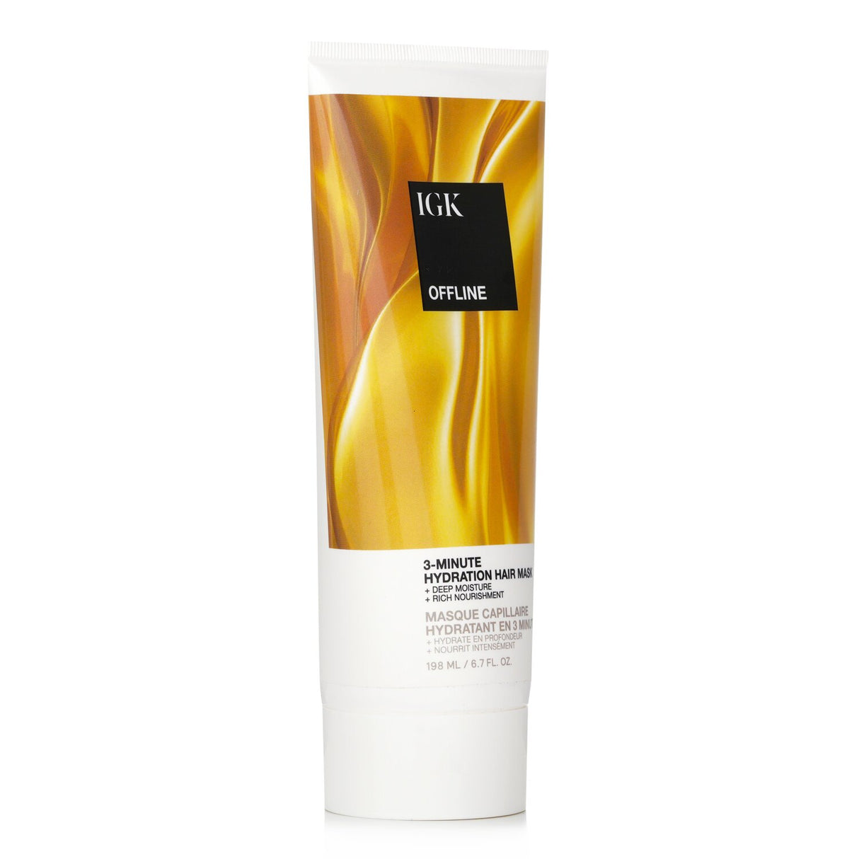 IGK Offline 3-Minute Hydration Hair Mask in a 198ml tube, designed to intensely hydrate and restore all hair types.