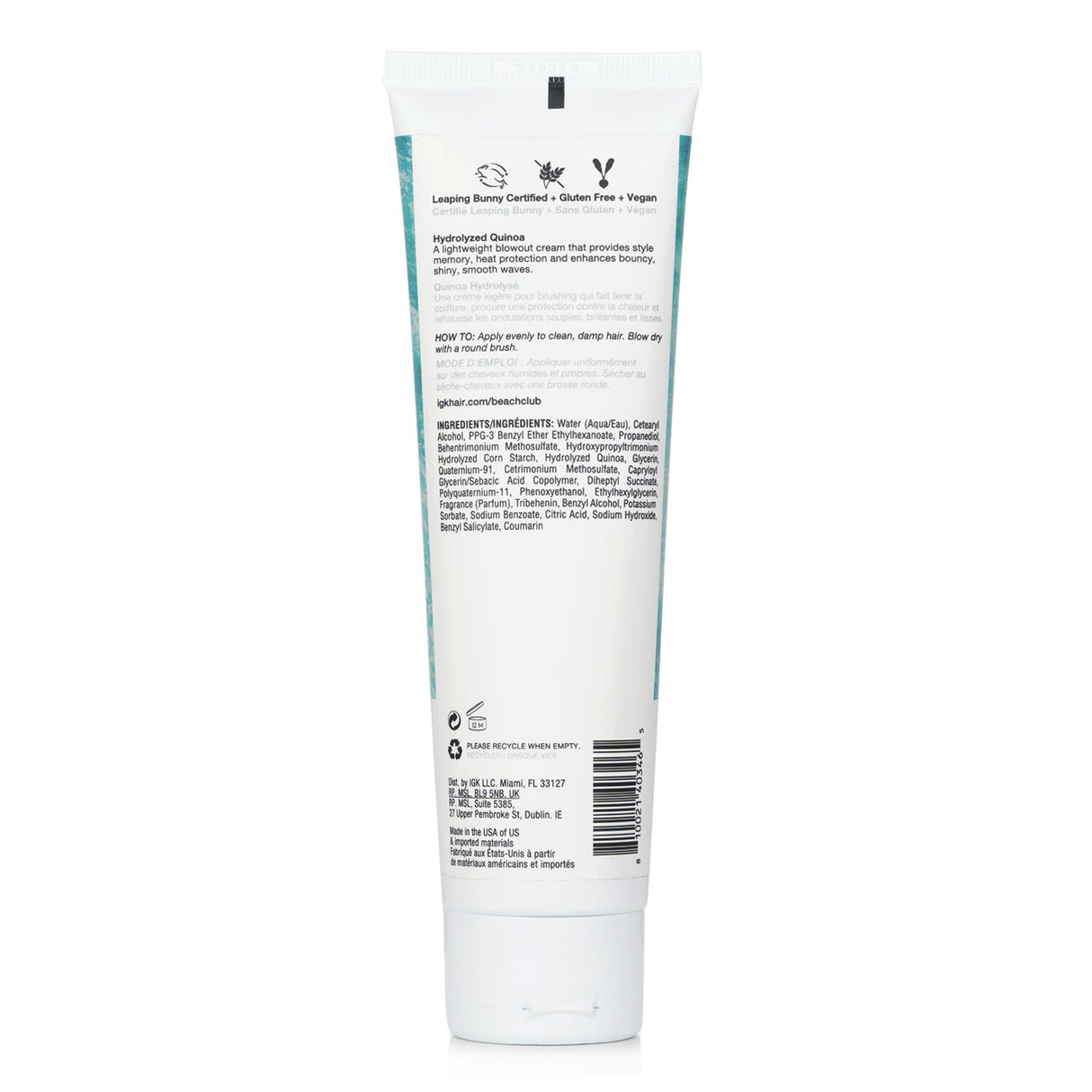 Lightweight hair blowout cream for beachy waves, adds volume, heat protection, and moisture with hydrolyzed quinoa.