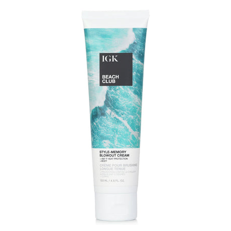 IGK Beach Club Blowout Cream in 133ml/4.5oz, for voluminous, beachy waves with heat protection, vegan and silicone-free.