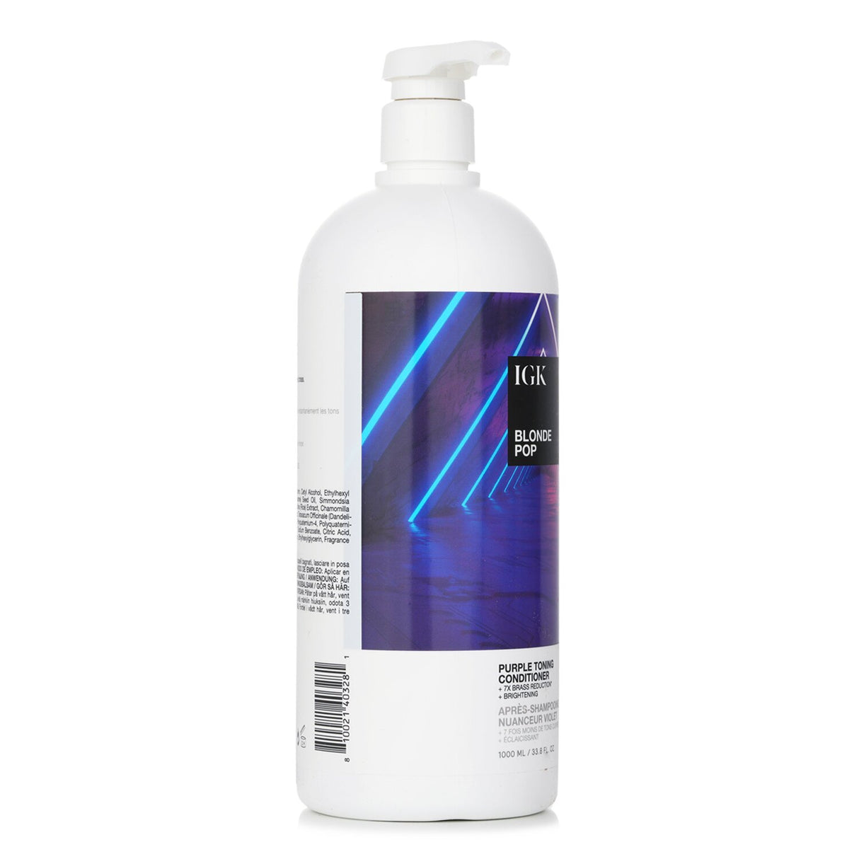 Purple toning conditioner for blonde hair, neutralizes brassiness while enhancing softness, shine, and vibrancy.