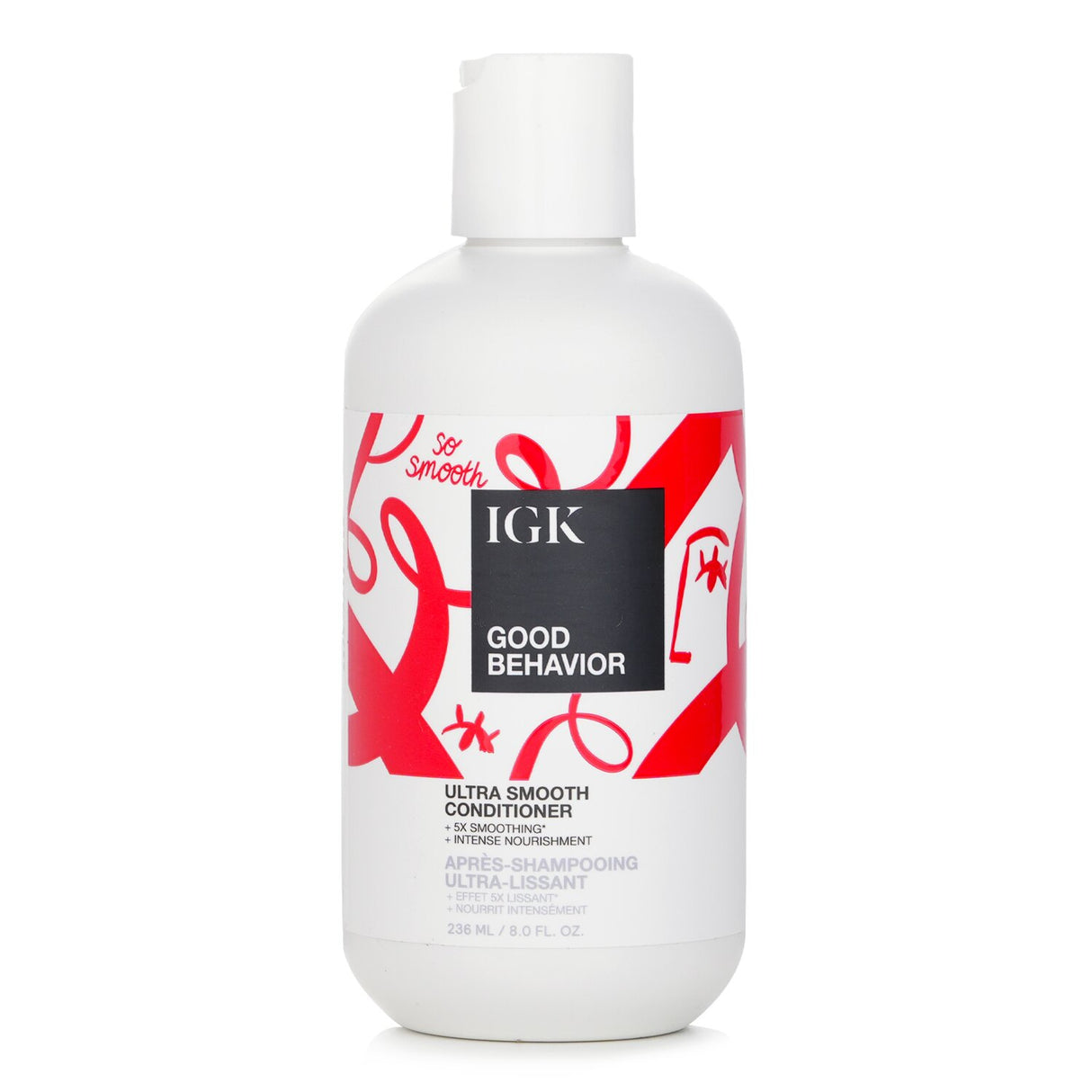 Ultra-smooth conditioner with 7 oils for frizz control, shine, and hydration, suitable for all hair types.