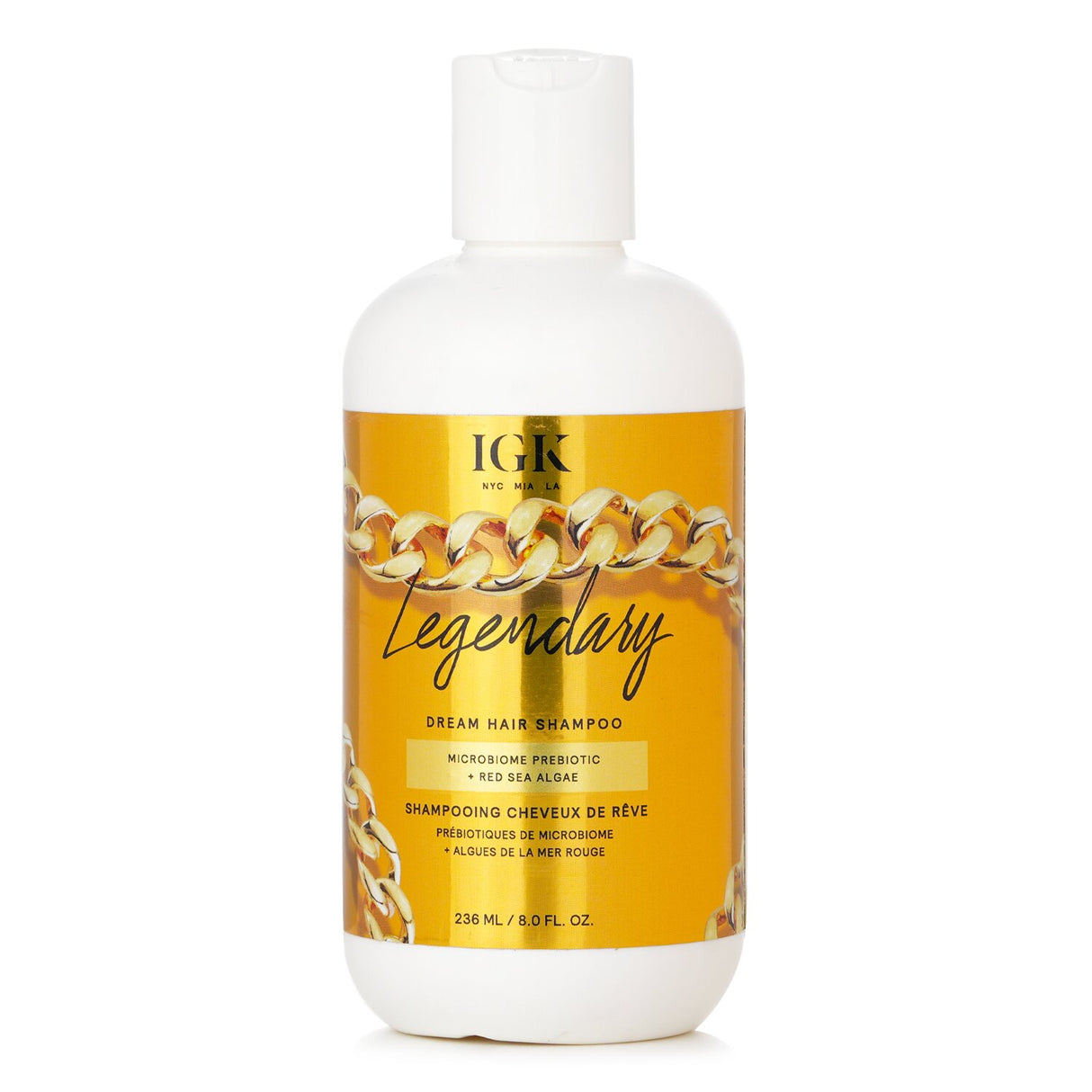 Transformative IGK Legendary Dream Hair Shampoo, infused with red sea algae for vibrant, healthy, and manageable hair.