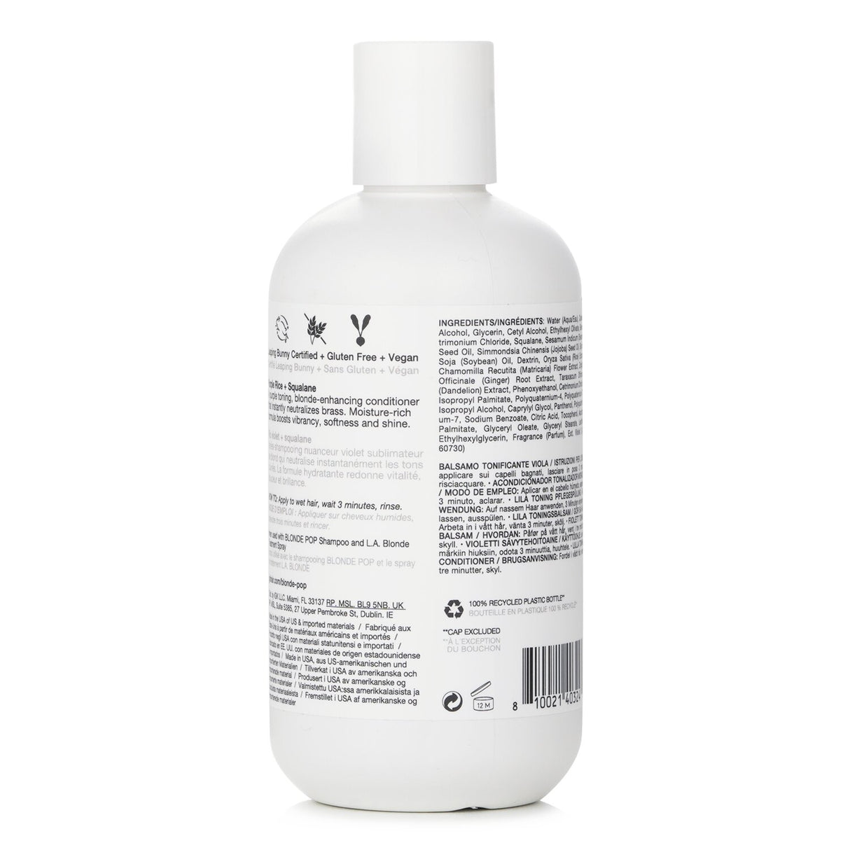 "IGK Blonde Pop Purple Toning Conditioner, 236ml - revitalizes blonde hair, neutralizes brassiness, and enhances shine."