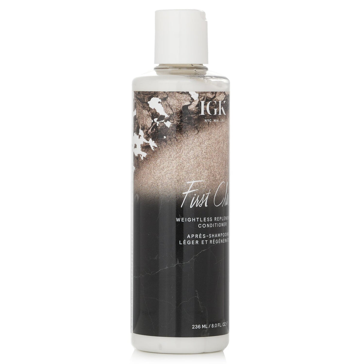 Weightless conditioner for all hair types, infused with marine hydrogel technology for hydration and frizz reduction.