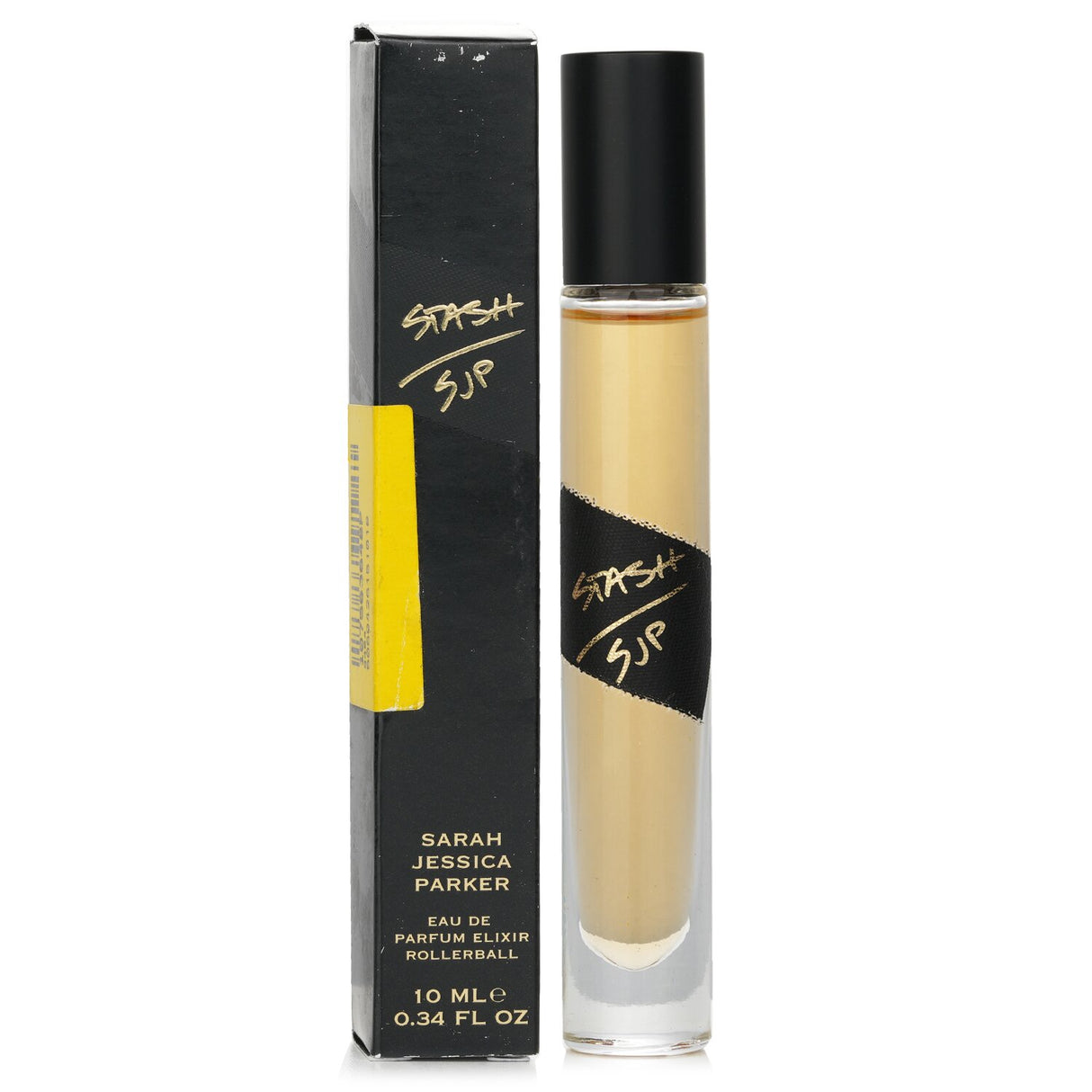 Elegant rollerball bottle of Sarah Jessica Parker's Stash Eau De Parfum, featuring a daring woody fragrance for all occasions.