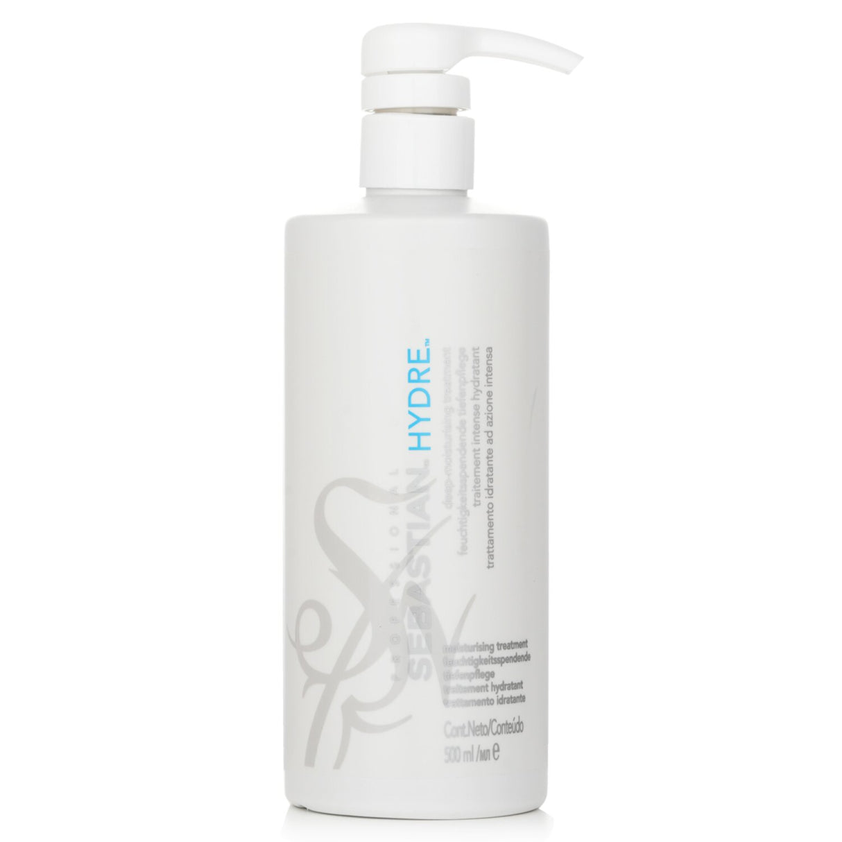 Sebastian Hydre Moisturizing Treatment 500ml for dry, frizzy hair; nourishes, color-safe, smooths, and revitalizes strands.