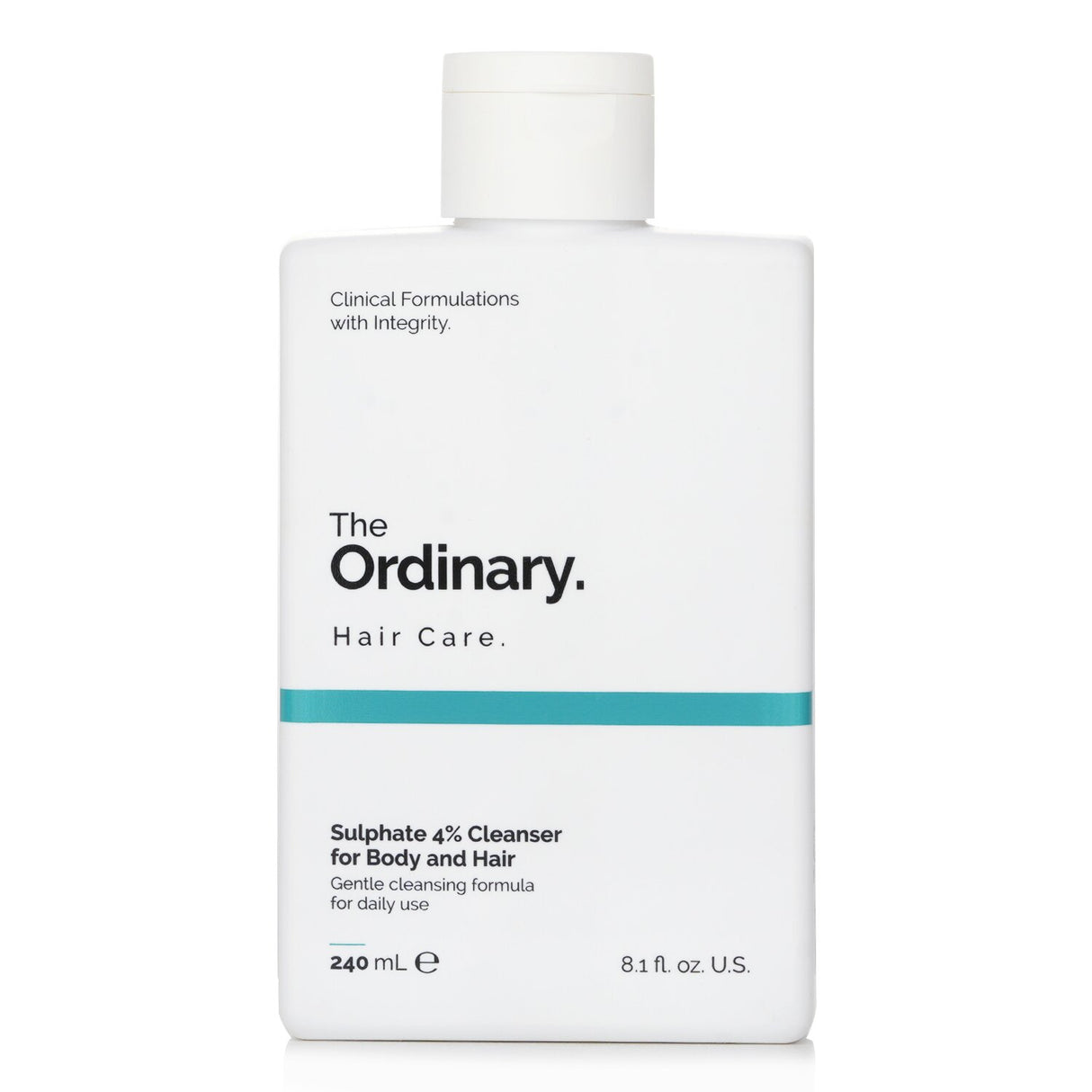 Gentle, fragrance-free cleanser for body and hair, 240ml, removes dirt without drying, suitable for all hair types.