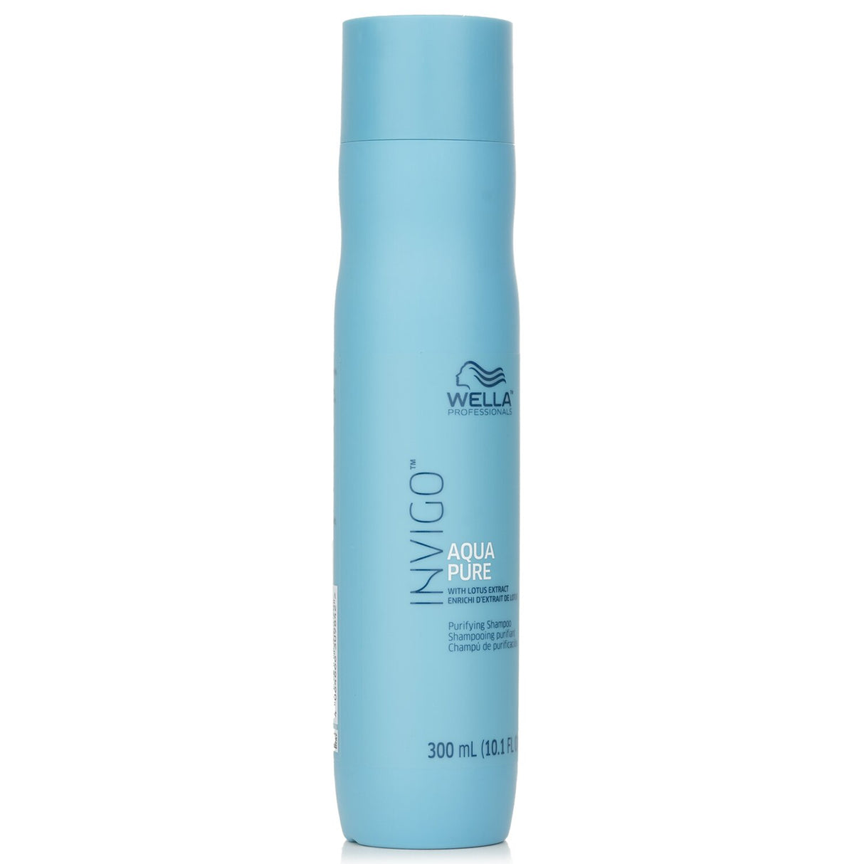 Wella Invigo Aqua Pure Purifying Shampoo, 300ml, revitalizes hair with deep cleansing, Lotus Extract, Menthol, and Allantoin.