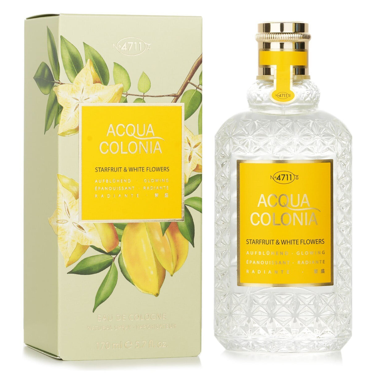 Eau de cologne spray featuring refreshing starfruit and white flowers, ideal for uplifting floral fruity fragrance.