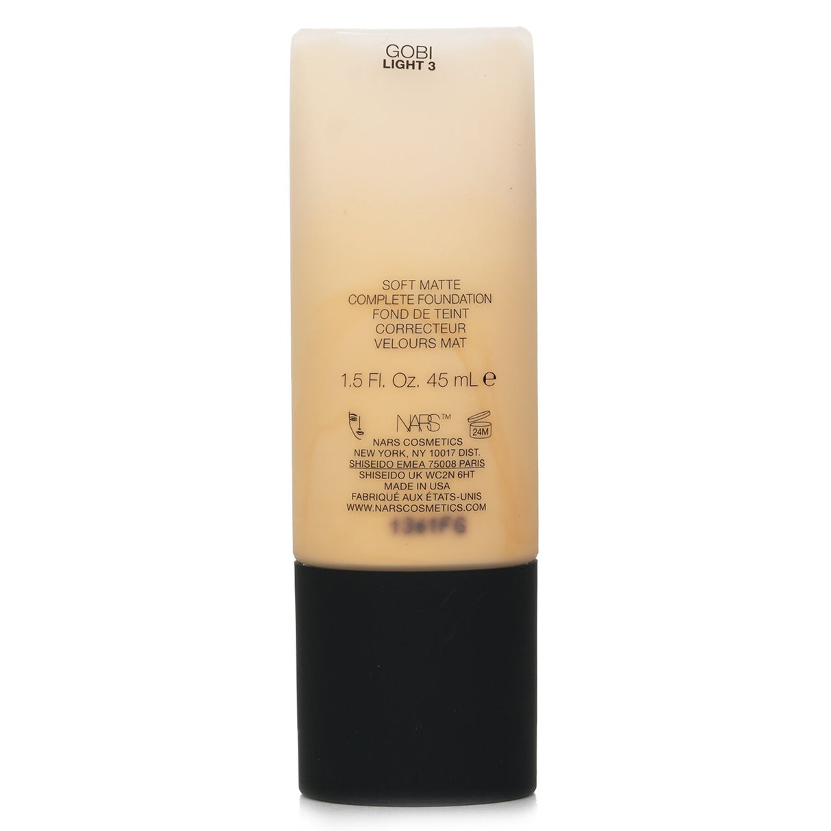 NARS Soft Matte Complete Foundation in #Gobi, a vegan, oil-free formula for full coverage and 16-hour matte wear.