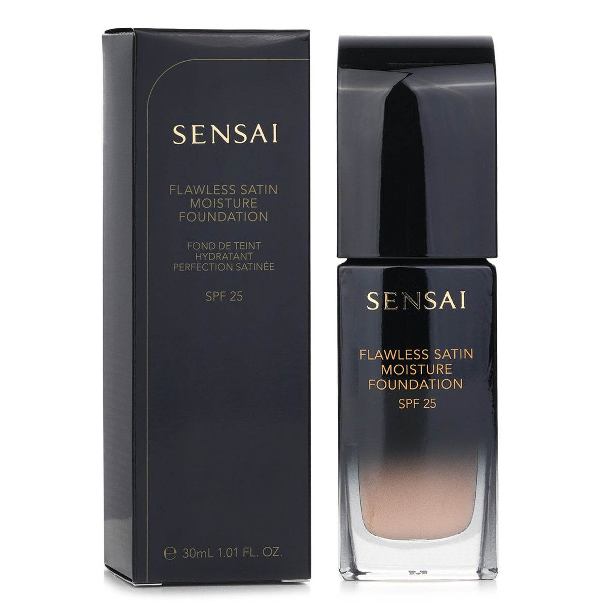 Kanebo Sensai Flawless Satin Moisture Foundation SPF 25 in #FS102 Ivory Beige, offering a radiant, hydrating satin finish.