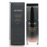 Kanebo Sensai Flawless Satin Moisture Foundation SPF 25 in Honey Beige, creamy texture for a flawless, satiny finish.