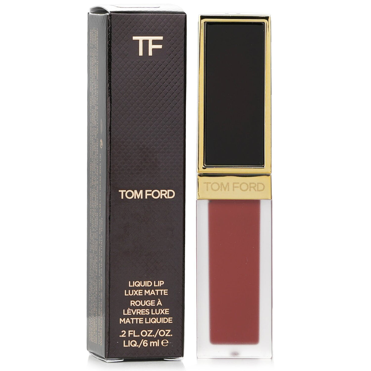 Tom Ford Liquid Lip Luxe Matte #122 Smitten, a hydrating liquid lipstick with a soft matte finish and vibrant, long-lasting color.