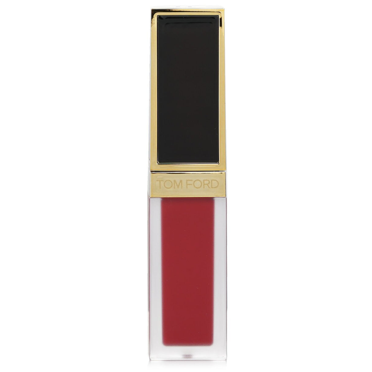 Tom Ford Liquid Lip Luxe Matte #16 Scarlet Rouge, 6ml, features a soft matte finish, vivid color, and nourishing black rose extract.