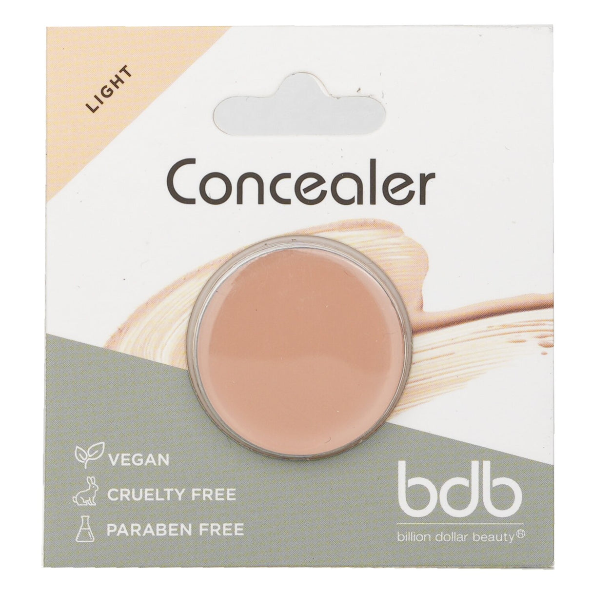 Billion Dollar Brows Concealer in #Light, creamy formula for medium coverage, paraben-free, cruelty-free, and vegan.