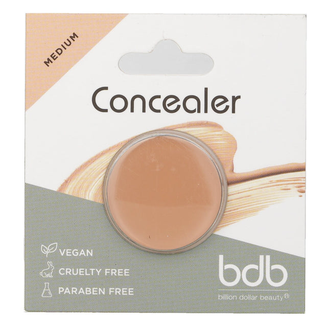 Creamy and buildable medium concealer for flawless coverage, perfect for blemishes and dark circles, vegan and cruelty-free.