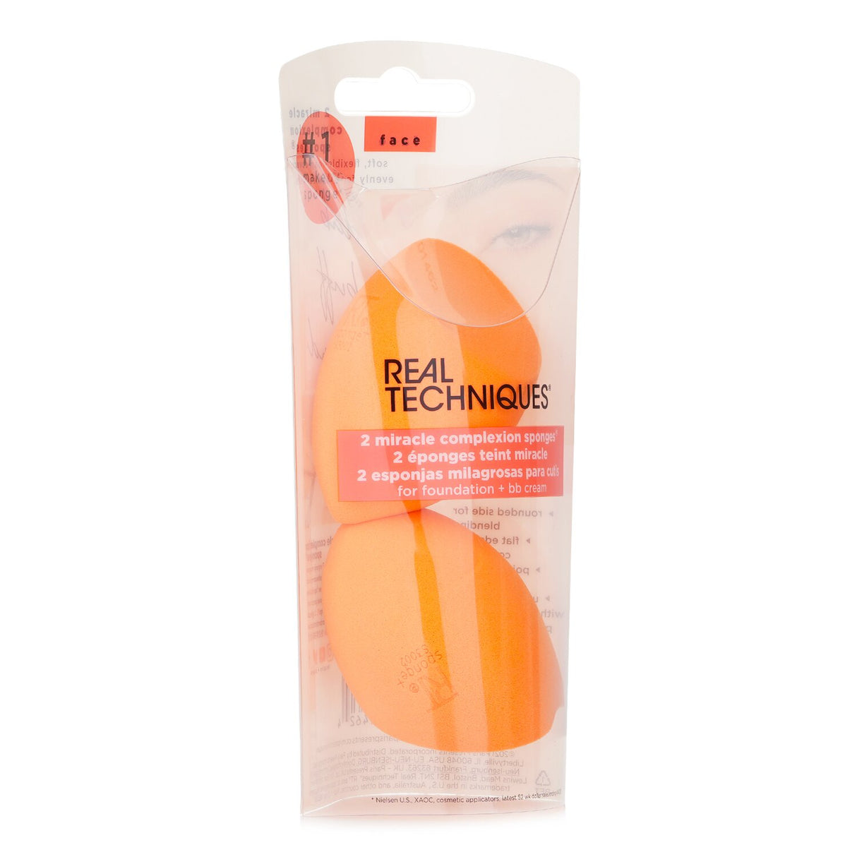 Real Techniques 2 Miracle Complexion Sponges for seamless blending and a dewy, flawless makeup application.