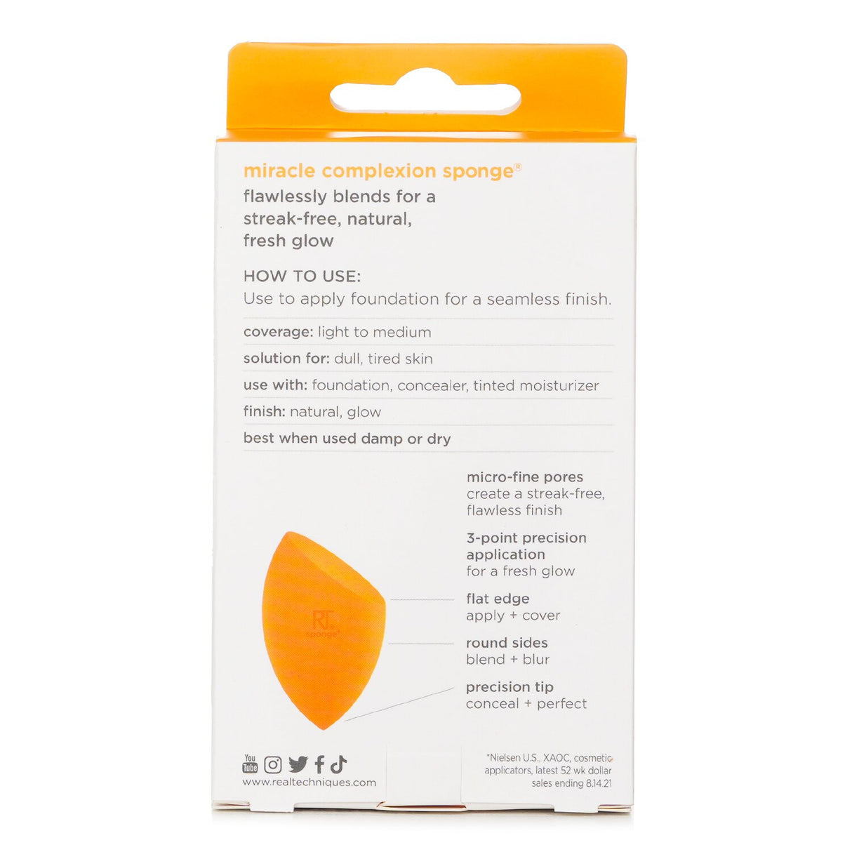 Real Techniques Miracle Complexion Sponge for flawless makeup application, featuring a 3-point design for seamless blending.