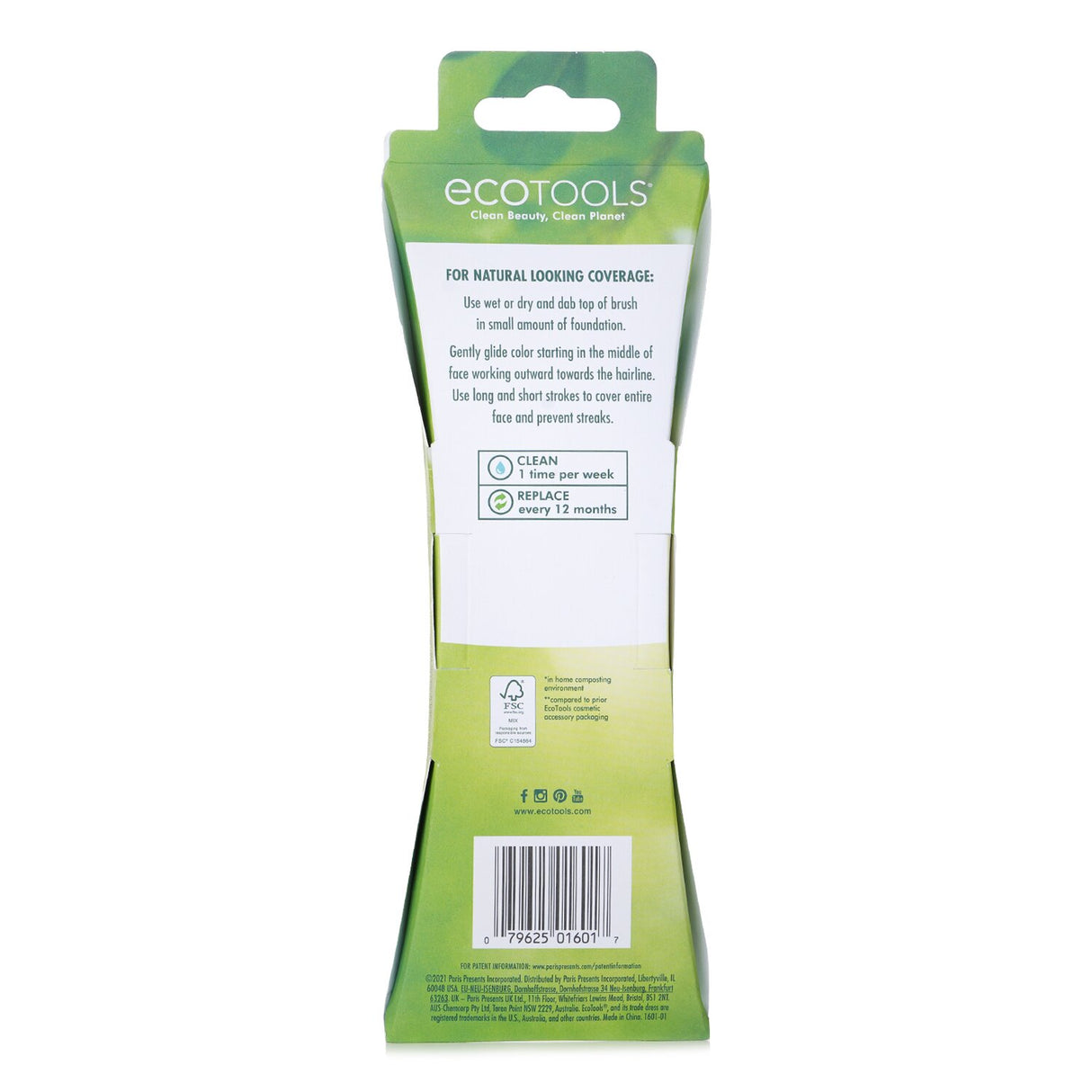 EcoTools Wonder Cover Complexion Brush with 100,000 ultra-soft bristles for flawless foundation application and skin camouflage.