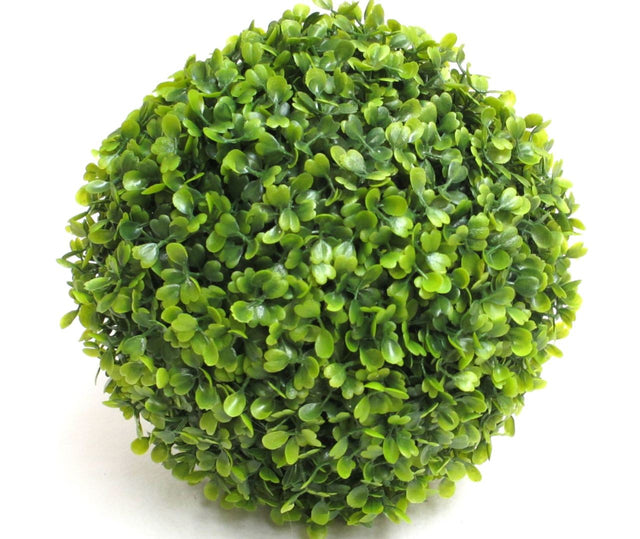 Artificial Boxwood Topiary Ball, 23cm, features dense foliage, weather-resistant, perfect for indoor or outdoor decor.