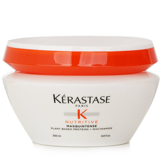 Kerastase Nutritive Masquintense Mask for very dry hair, enriched with plant proteins for intense nourishment and hydration.