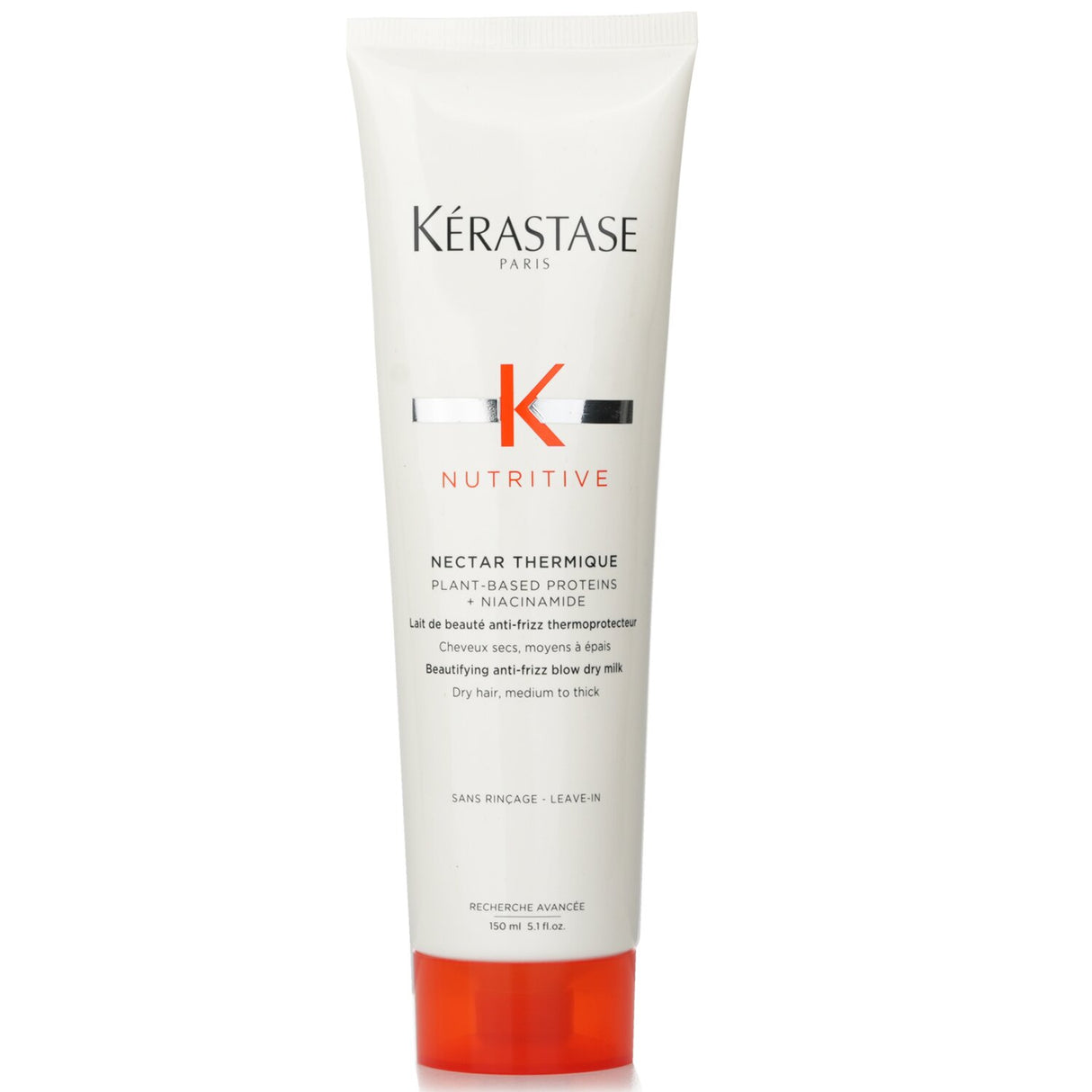 Kerastase Nutritive Nectar Thermique Blow Dry Milk, a 150ml anti-frizz treatment for medium to thick dry hair, providing heat protection and shine.