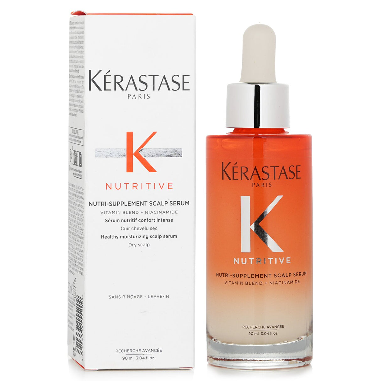 Moisturizing scalp serum from Kerastase, nourishes dry hair and scalp with niacinamide for lasting hydration and comfort.