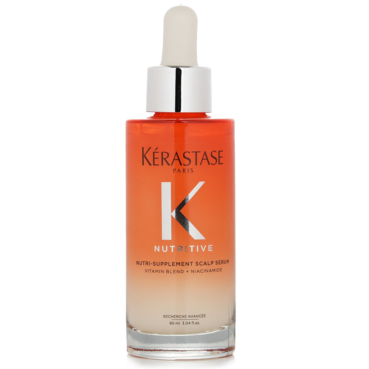 Kerastase Nutritive Nutri-Supplement Scalp Serum revitalizes dry hair and scalp with niacinamide for lasting hydration.