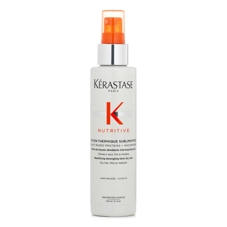 Kerastase Nutritive Lotion Thermique, a 150ml heat-protecting mist for dry hair, enriched with proteins for strength and hydration.