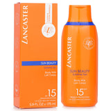 Lancaster Sun Beauty Body Milk SPF15: lightweight, ocean-friendly sunscreen for face and body with a smooth, invisible finish.