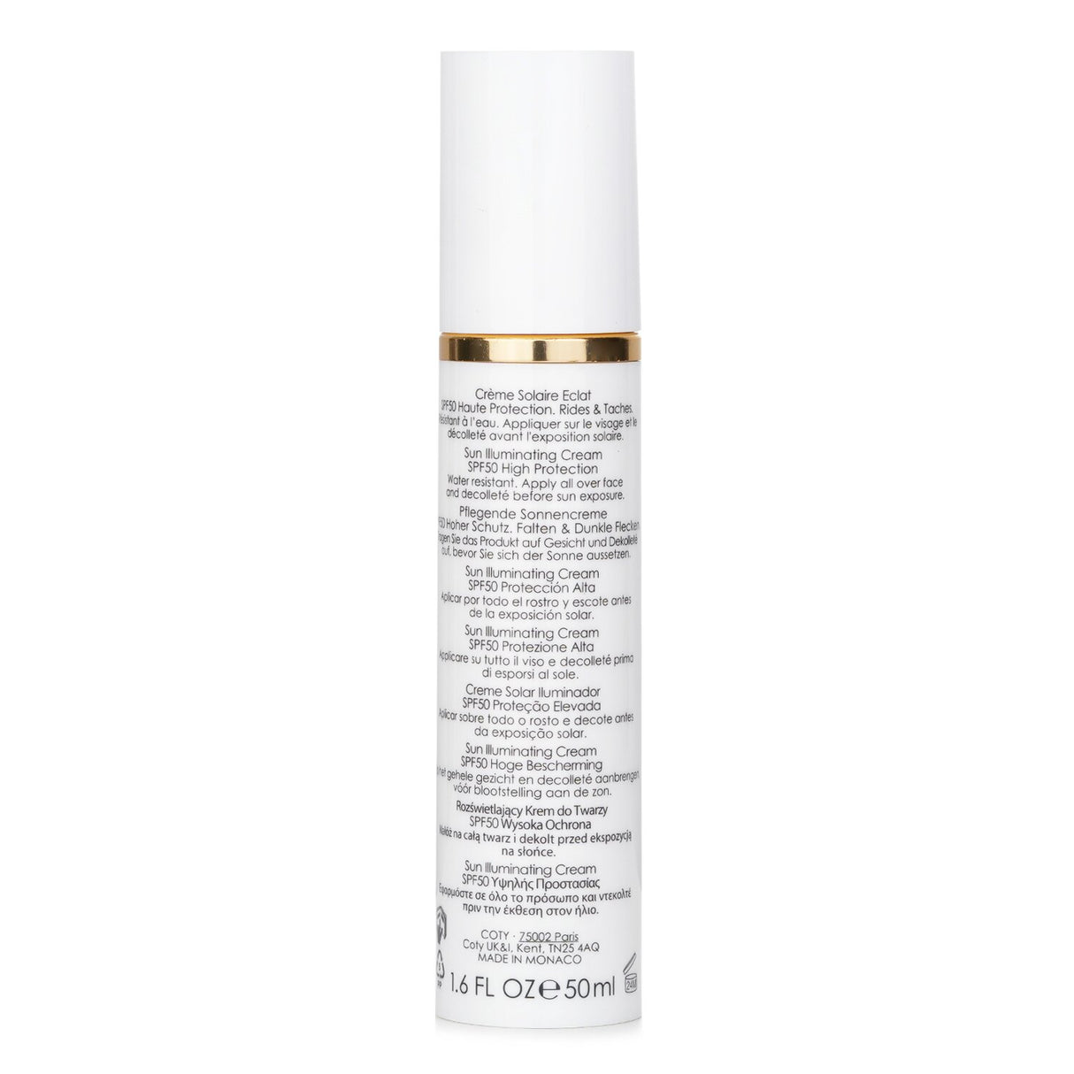 Lancaster Sun Perfect Illuminating Cream SPF50 in a sleek 50ml tube, offering sun protection and skin illumination.