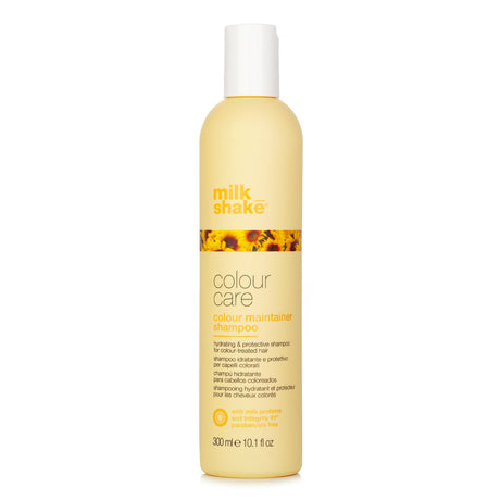 Hydrating shampoo for colour-treated hair with milk proteins, protecting against fading and UV damage for vibrant locks.