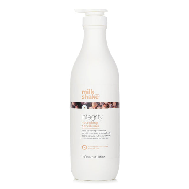 Milk_shake Integrity Nourishing Conditioner, 1000ml, deeply hydrates and restores all hair types with Muru Muru butter and amino acids.