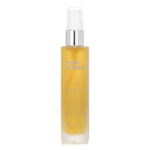 Milk_shake Integrity Incredible Oil in a 50ml bottle, a luxurious leave-in treatment for shiny, healthy hair.