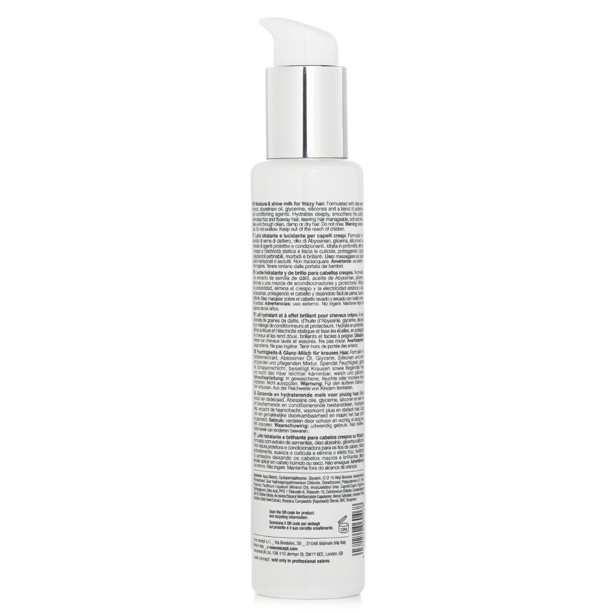 Milk_shake No Frizz Glistening Milk, a 125ml treatment for frizzy hair, infused with date seed oil for nourishment and shine.