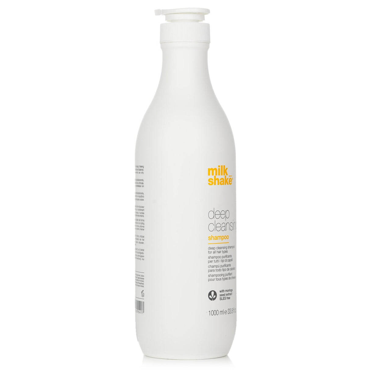 Milk_shake Deep Cleansing Shampoo in 1000ml, gently removes buildup while nourishing hair with fruit extracts and milk proteins.