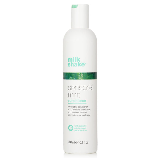 Luxurious mint conditioner in 300ml, hydrates hair and scalp, invigorating scent, SLS-free, perfect for daily use.