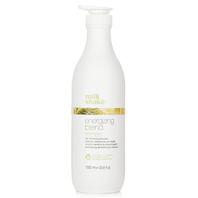 Energizing Blend Shampoo for fine, thinning hair; enriched with rosemary, sage, and panthenol for softness and volume.