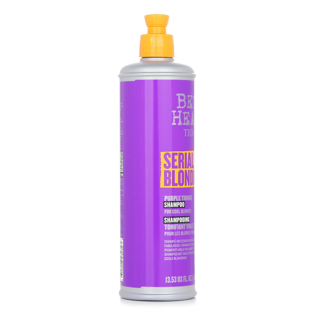 Tigi Bed Head Serial Blonde Purple Toning Shampoo bottle, designed for cool blondes, enhancing color while neutralizing brassiness.