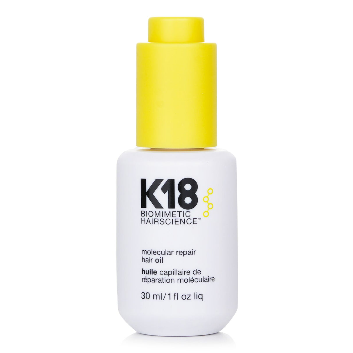 K18 Molecular Repair Hair Oil 30ml offers weightless repair, frizz control, and heat protection for healthy, vibrant hair.