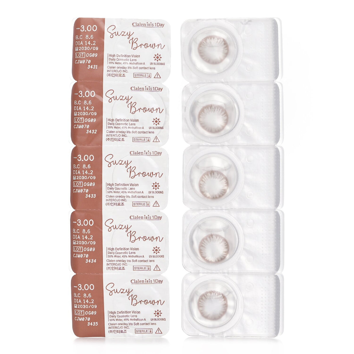 Clalen Iris 1Day Suzy Brown -3.00 5pcs x 1 strip