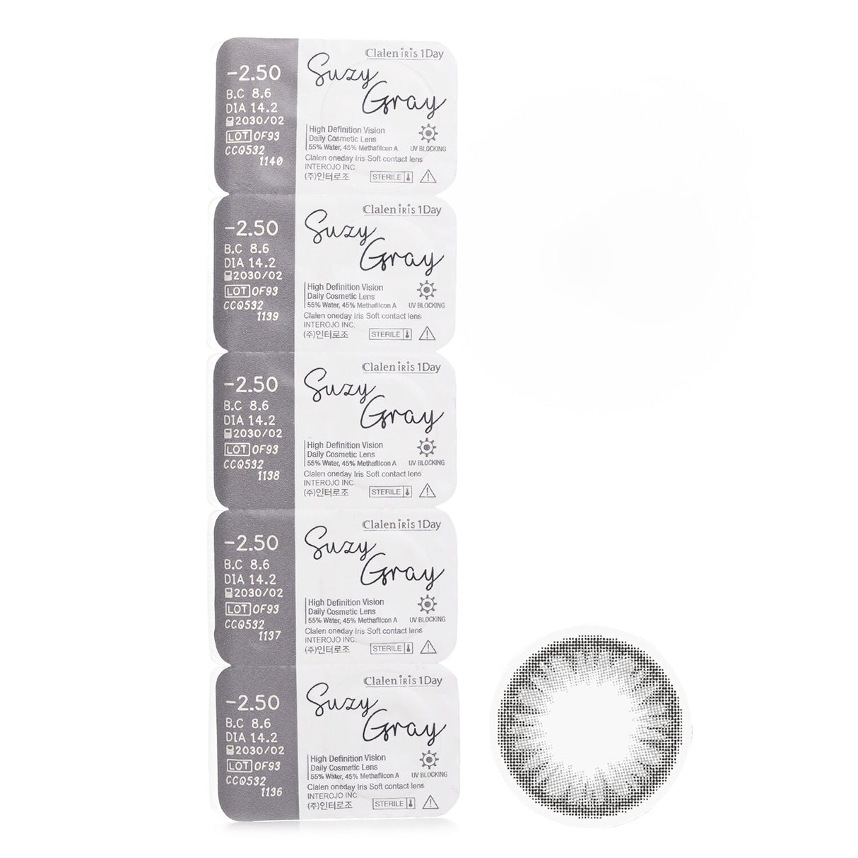 Clalen Iris 1Day Suzy Gray -2.50 5pcs x 1 strip