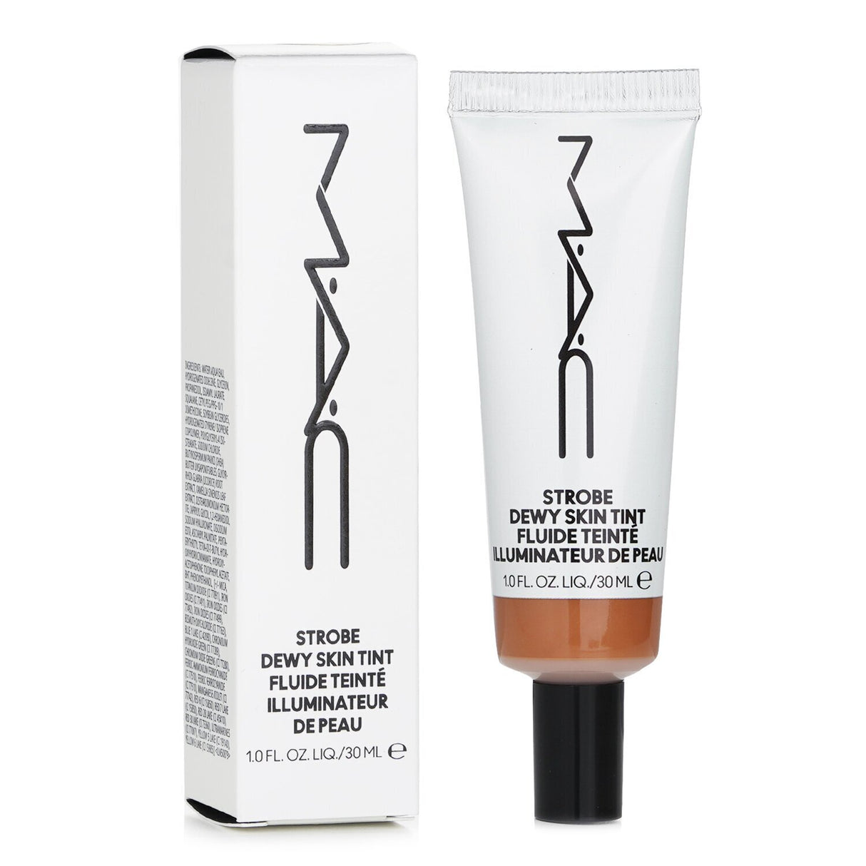 MAC Strobe Dewy Skin Tint #Deep 2 in a 30ml bottle, featuring a luminous, hydrating formula for a radiant, dewy finish.