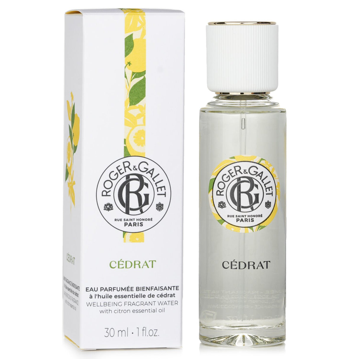 C�drat Wellbeing Fragrant Water in a 30ml bottle, blending citrus and cedar for a refreshing, uplifting aroma.