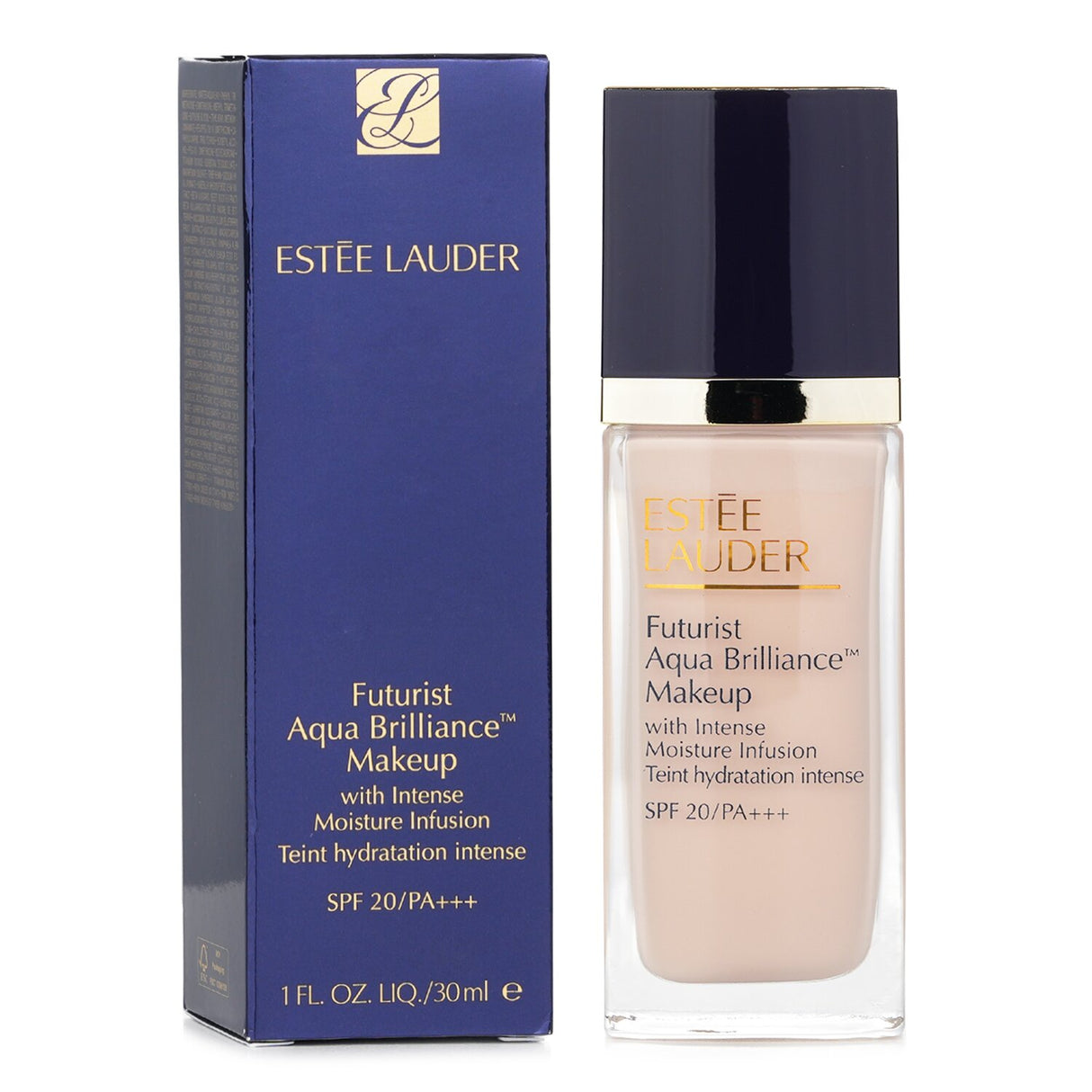 Estee Lauder Futurist Aqua Brilliance Makeup in #1C0 Cool Porcelain, ultra-light foundation with SPF 20 for radiant, flawless skin.