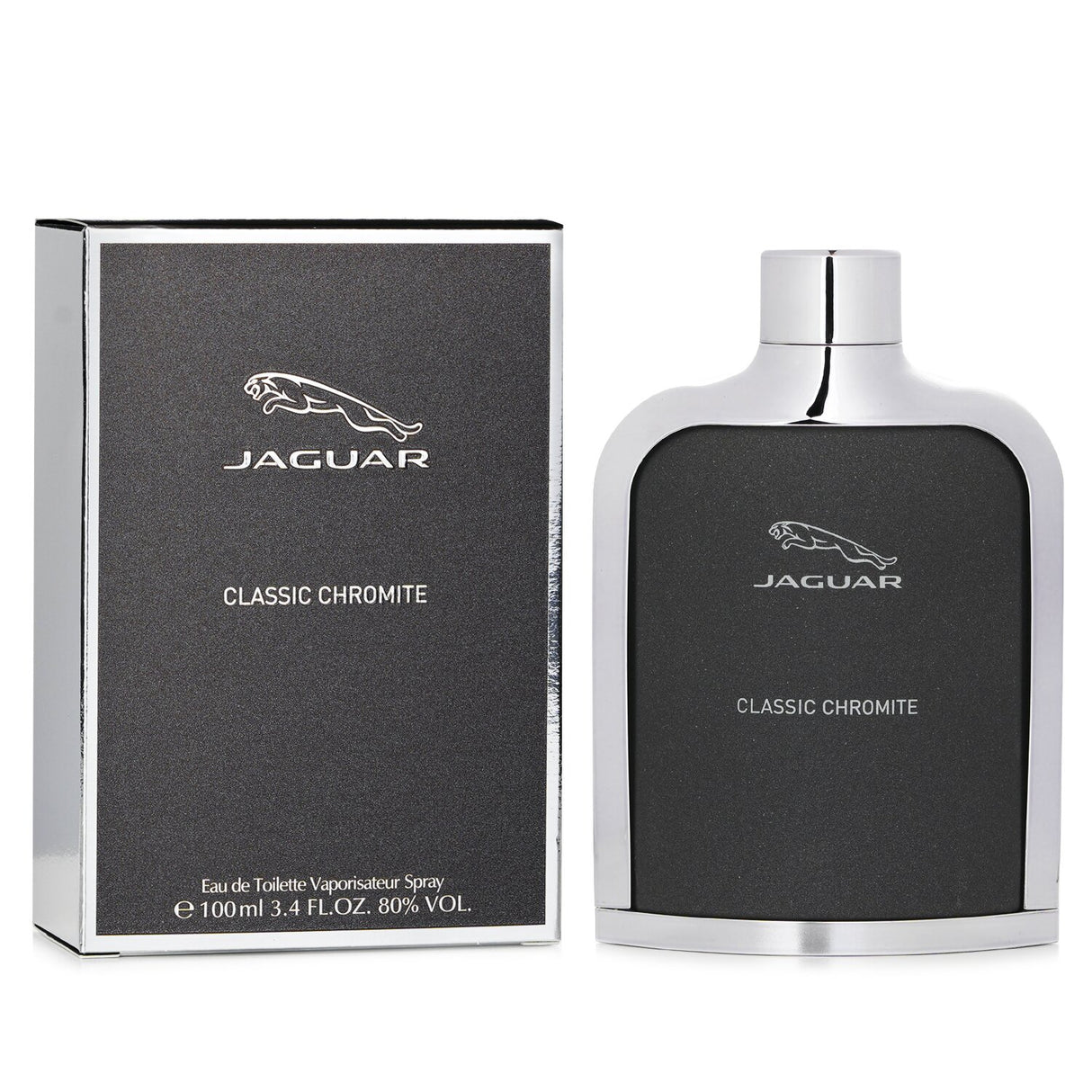 Jaguar Classic Chromite Eau De Toilette Spray, 100ml bottle featuring an elegant men's fragrance with fresh and earthy notes.